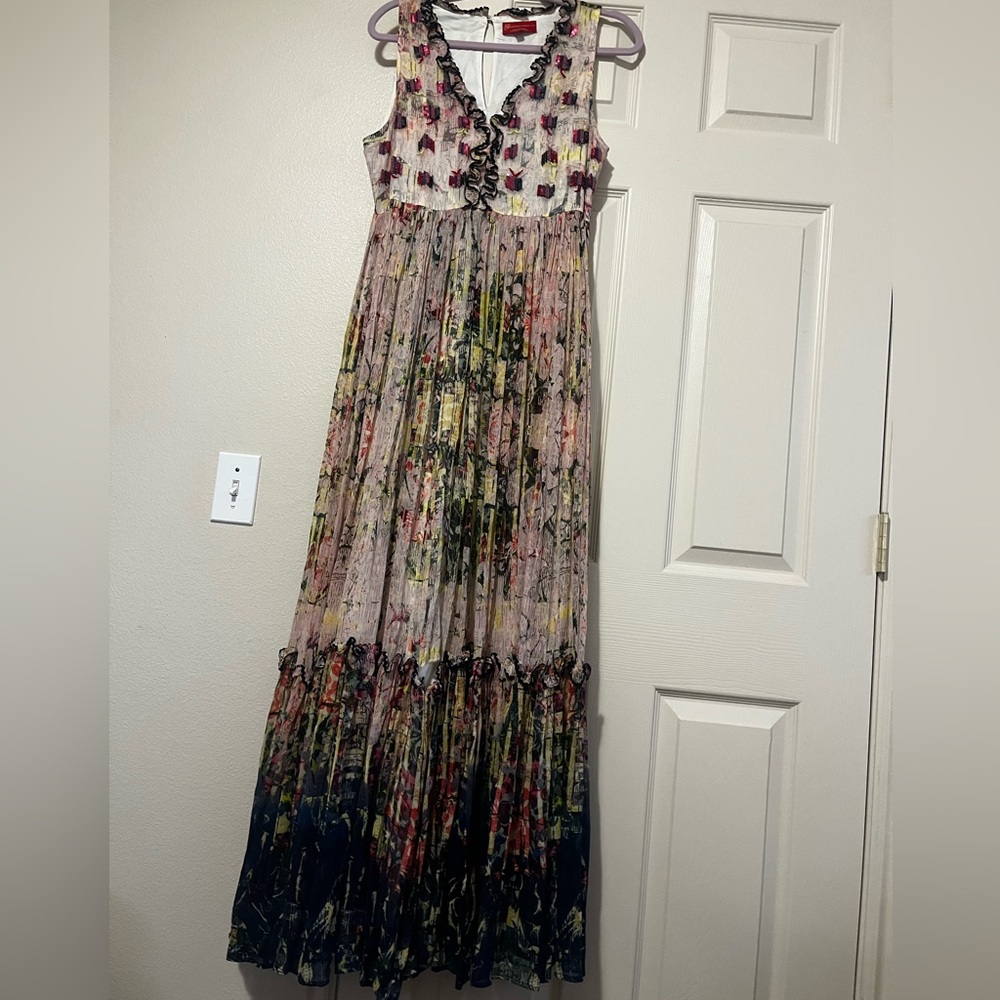 Anthropologie Bhanuni By Jyoti Carson Multicolor Tiered Maxi Dress - Picture 2 of 12